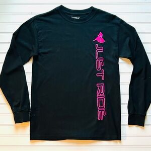 Women’s Snowmobile T shirt Black Pink JUST RIDE Small